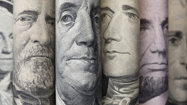 Rolled Up American Currency Stock Photo