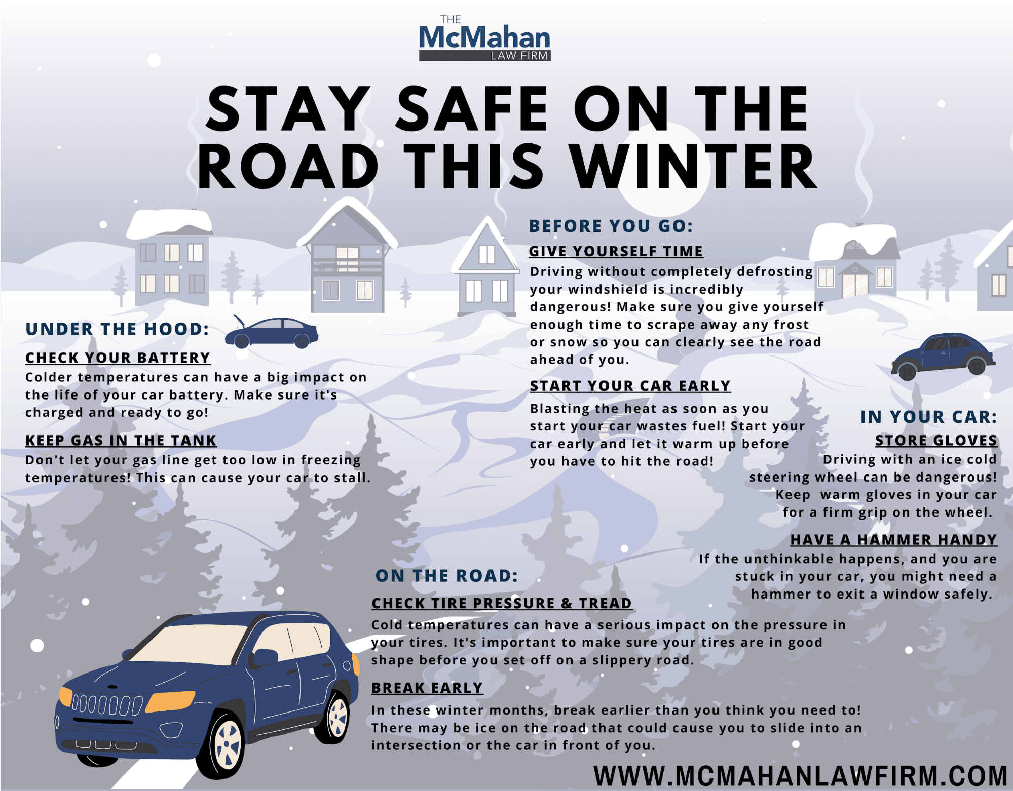 Chattanooga, TN, winter driving tips infographic